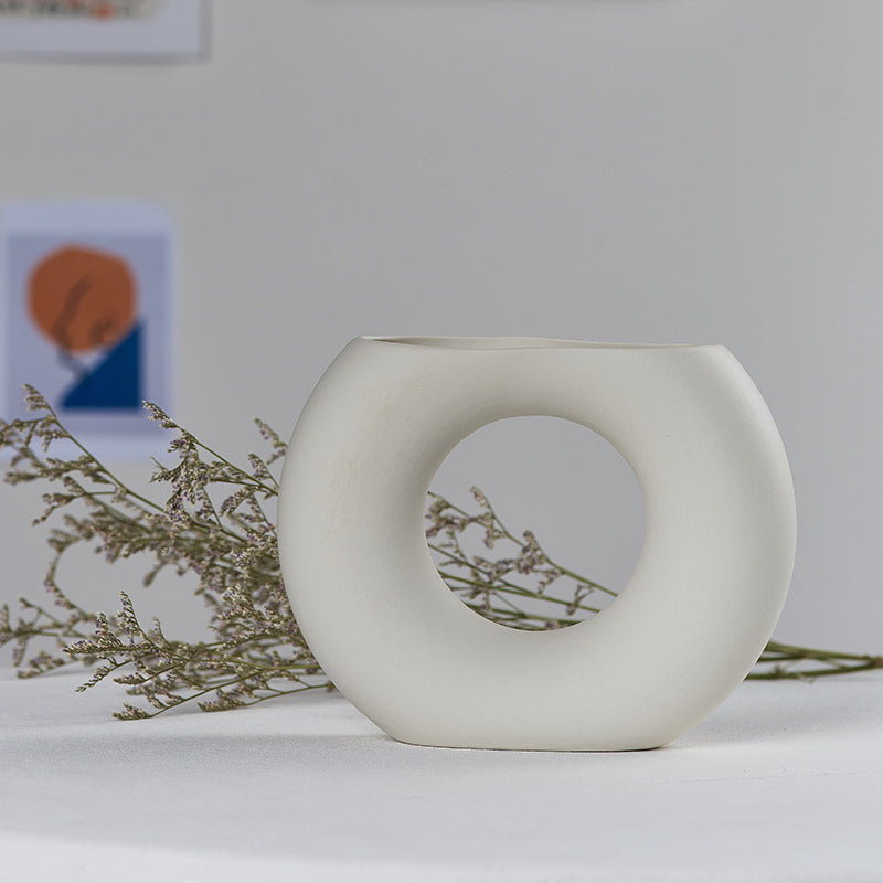 Jarrón Decorativo de Cerámica Blanca Cutelife para el Hogar