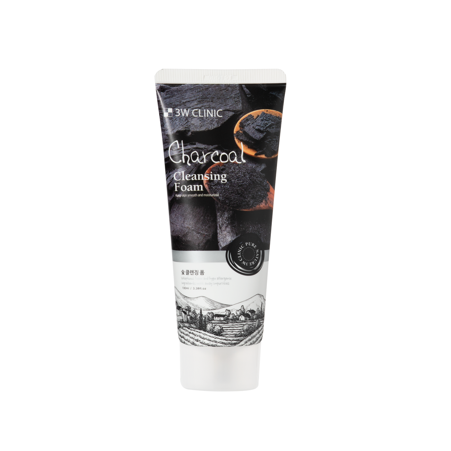 3W Clinic – Espuma Facial Limpiadora con Carbón Activado (100 ml)