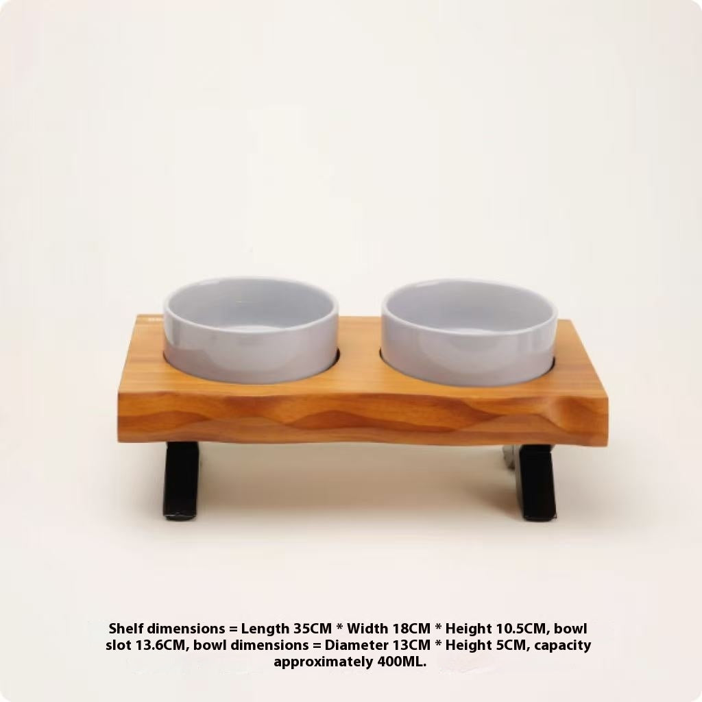 Comedero Cerámico con Soporte de Madera: Estable y Seguro