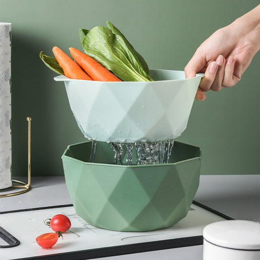 Escurridor Doble de Plástico: Lava y Organiza Verduras Fácil