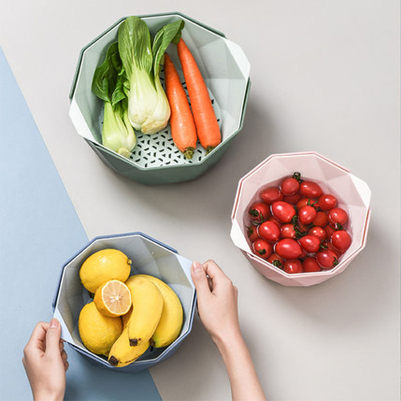 Escurridor Doble de Plástico: Lava y Organiza Verduras Fácil