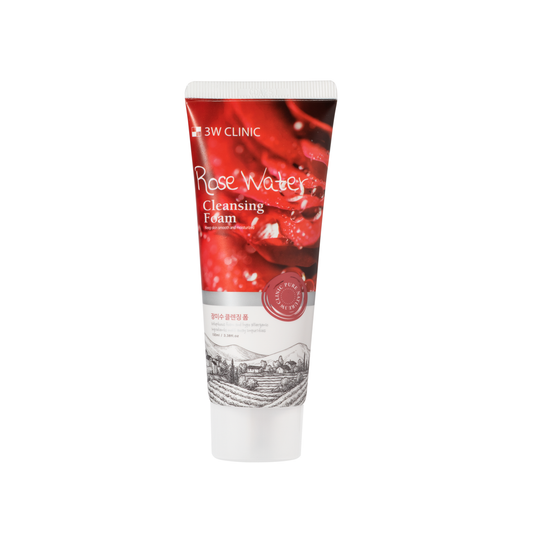 3W Clinic – Espuma Facial Limpiadora con Agua de Rosas (100 ml)