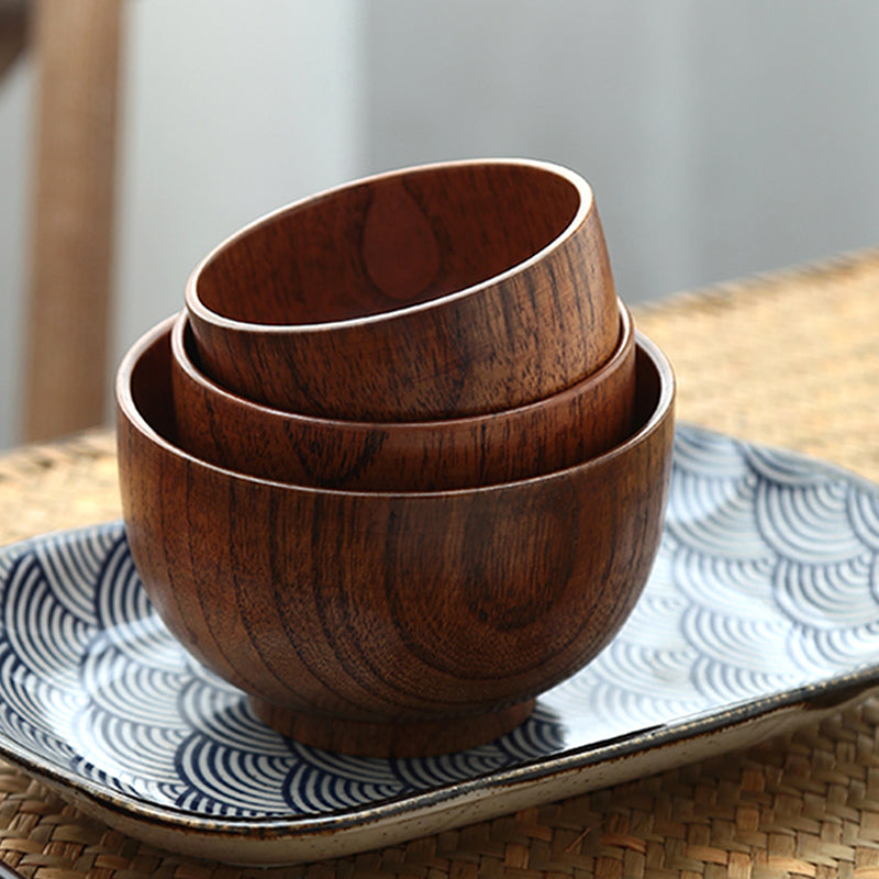 Bowl de Madera Estilo Japonés para Comidas Confortables