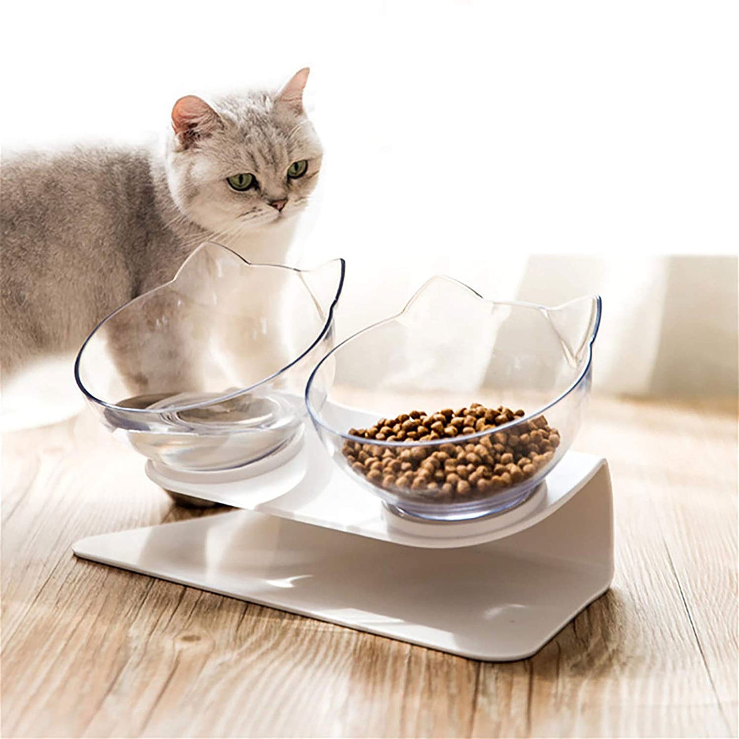 Plato Doble Elevado para Gatos: Cómodo y Saludable