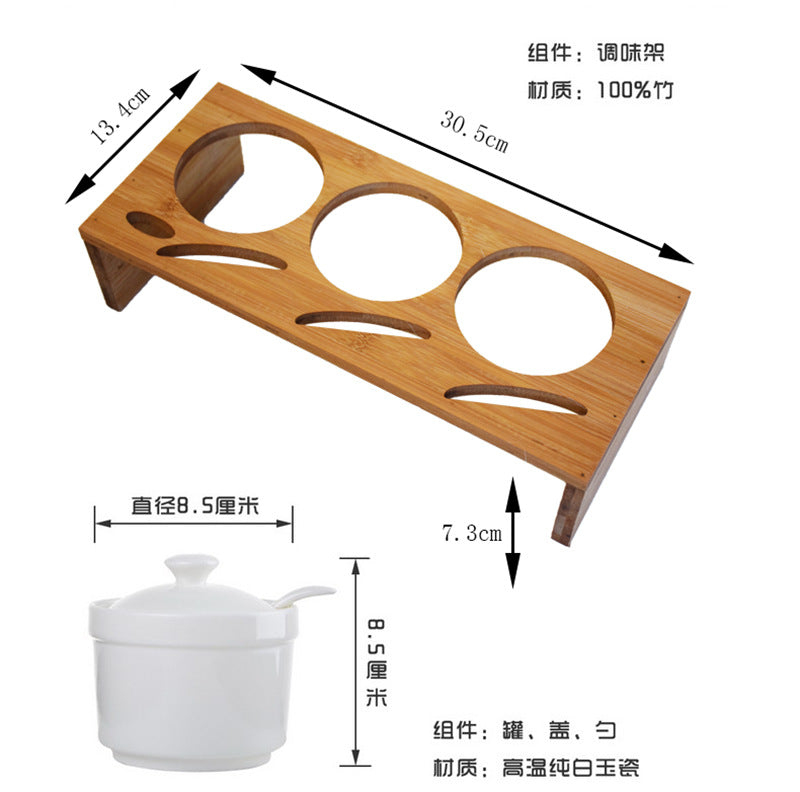 Organizadores de Condimentos Elegantes: Bambú y Cerámica en Cocina