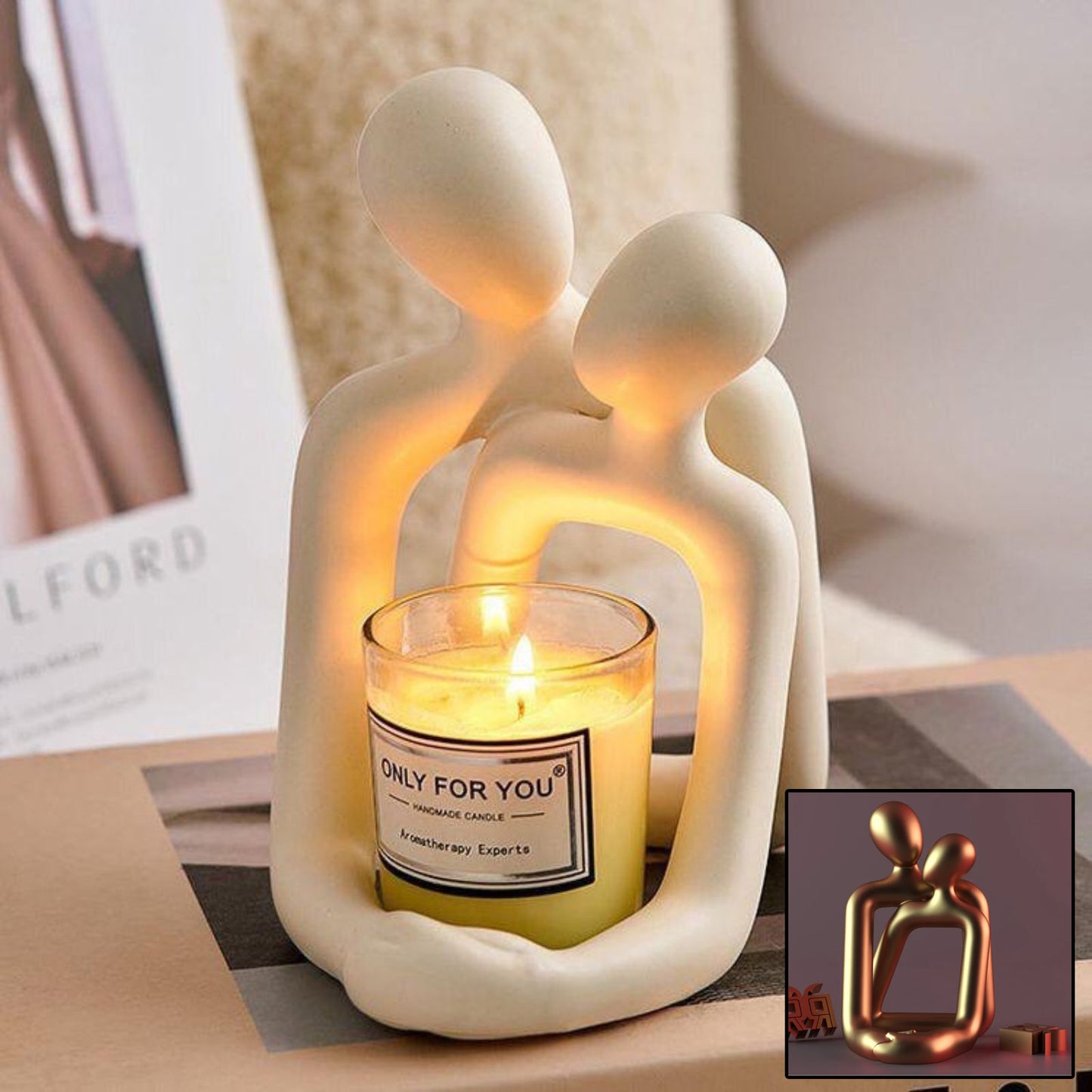 Figura Pareja Enamorada: Decoración Moderna y Cálida para Hogar