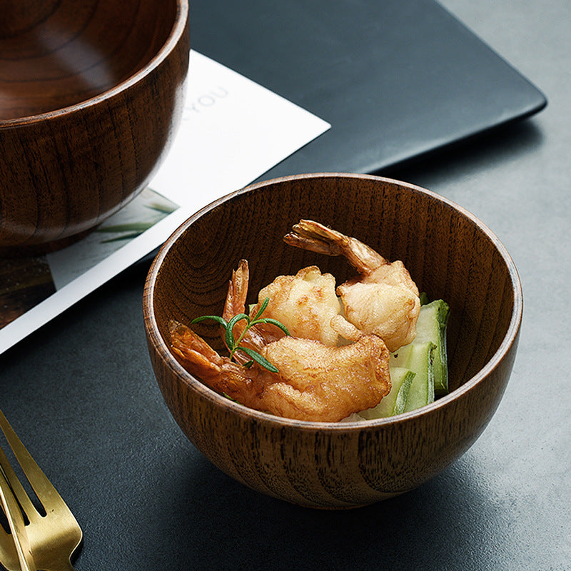 Bowl de Madera Estilo Japonés para Comidas Confortables