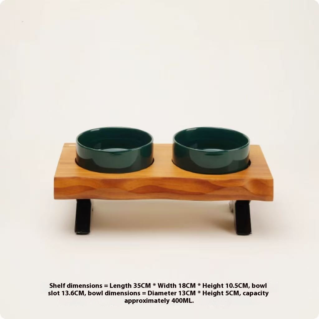 Comedero Cerámico con Soporte de Madera: Estable y Seguro