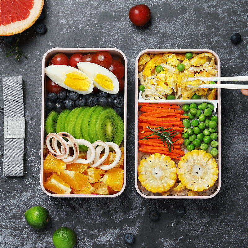 Caja de Almuerzo Doble: Práctica y Compacta para Oficina