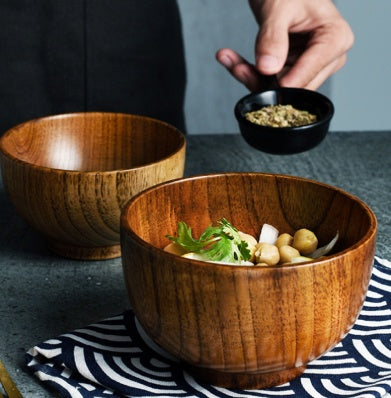 Bowl de Madera Estilo Japonés para Comidas Confortables