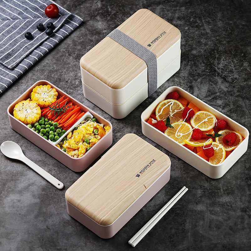 Caja de Almuerzo Doble: Práctica y Compacta para Oficina
