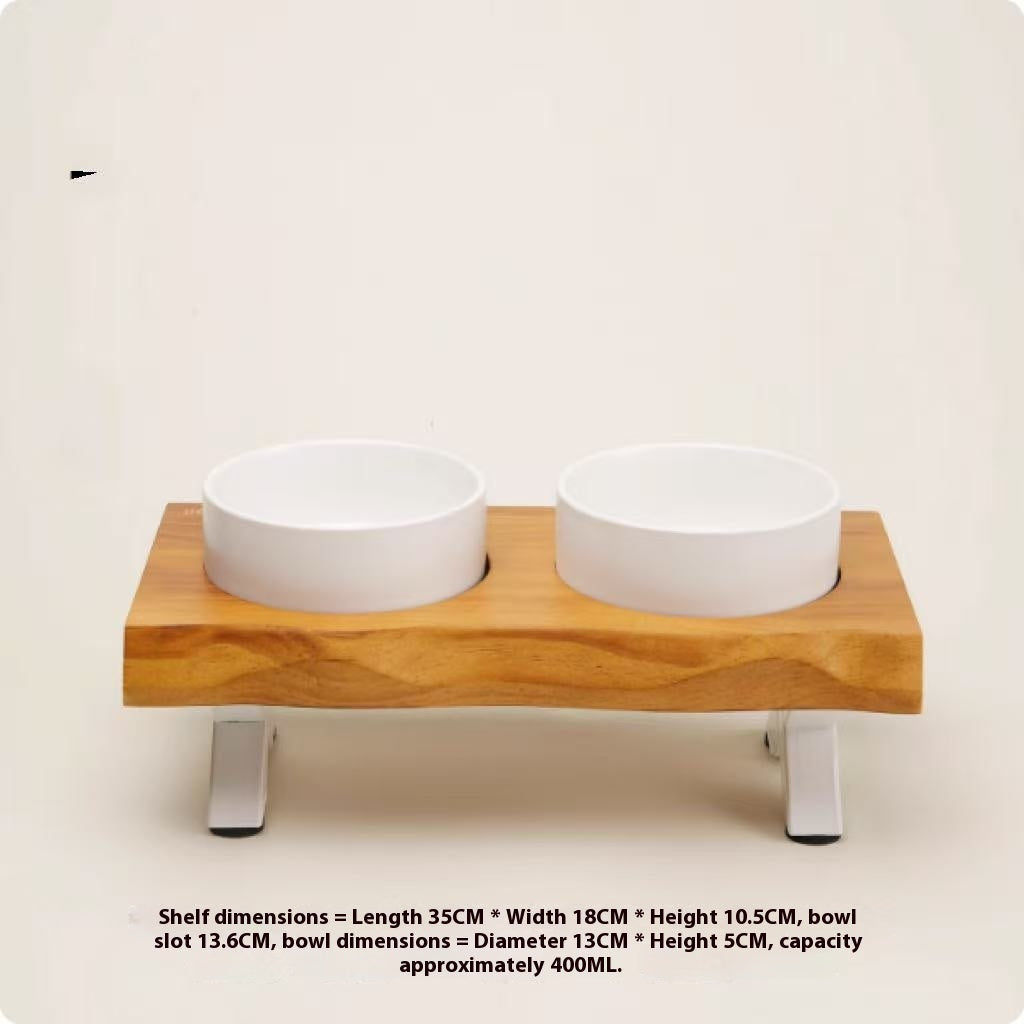 Comedero Cerámico con Soporte de Madera: Estable y Seguro