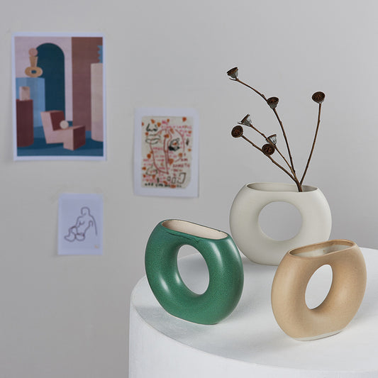 Jarrón Decorativo de Cerámica Blanca Cutelife para el Hogar