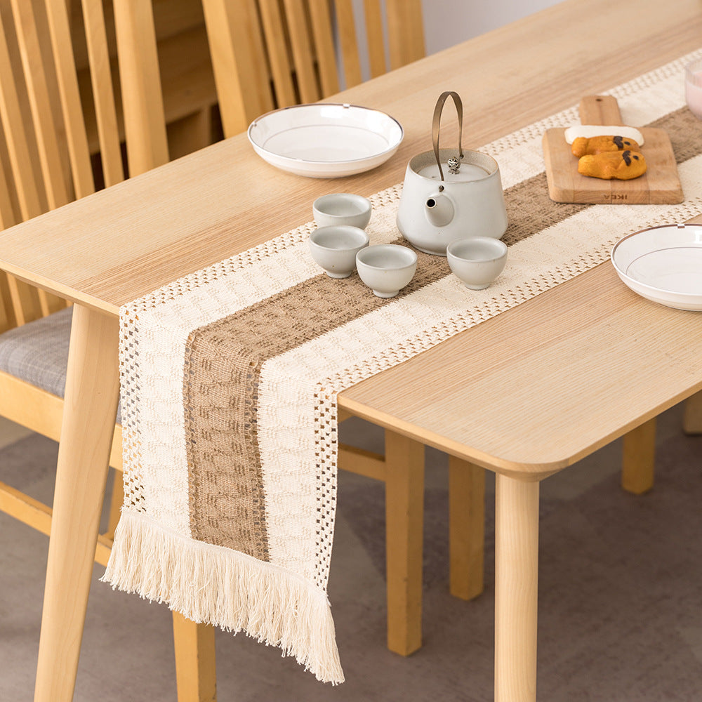 Caminero de Mesa Boho con Flecos para Decoración Elegante